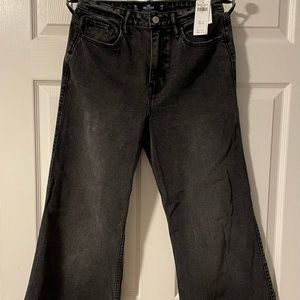 BLACK ULTRA HIGH-RISE WIDE-LEG JEANS SIZE 7-R